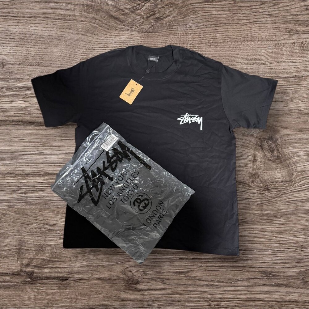Stüssy Dice Back Graphic Tee Black Streetwear Size Large